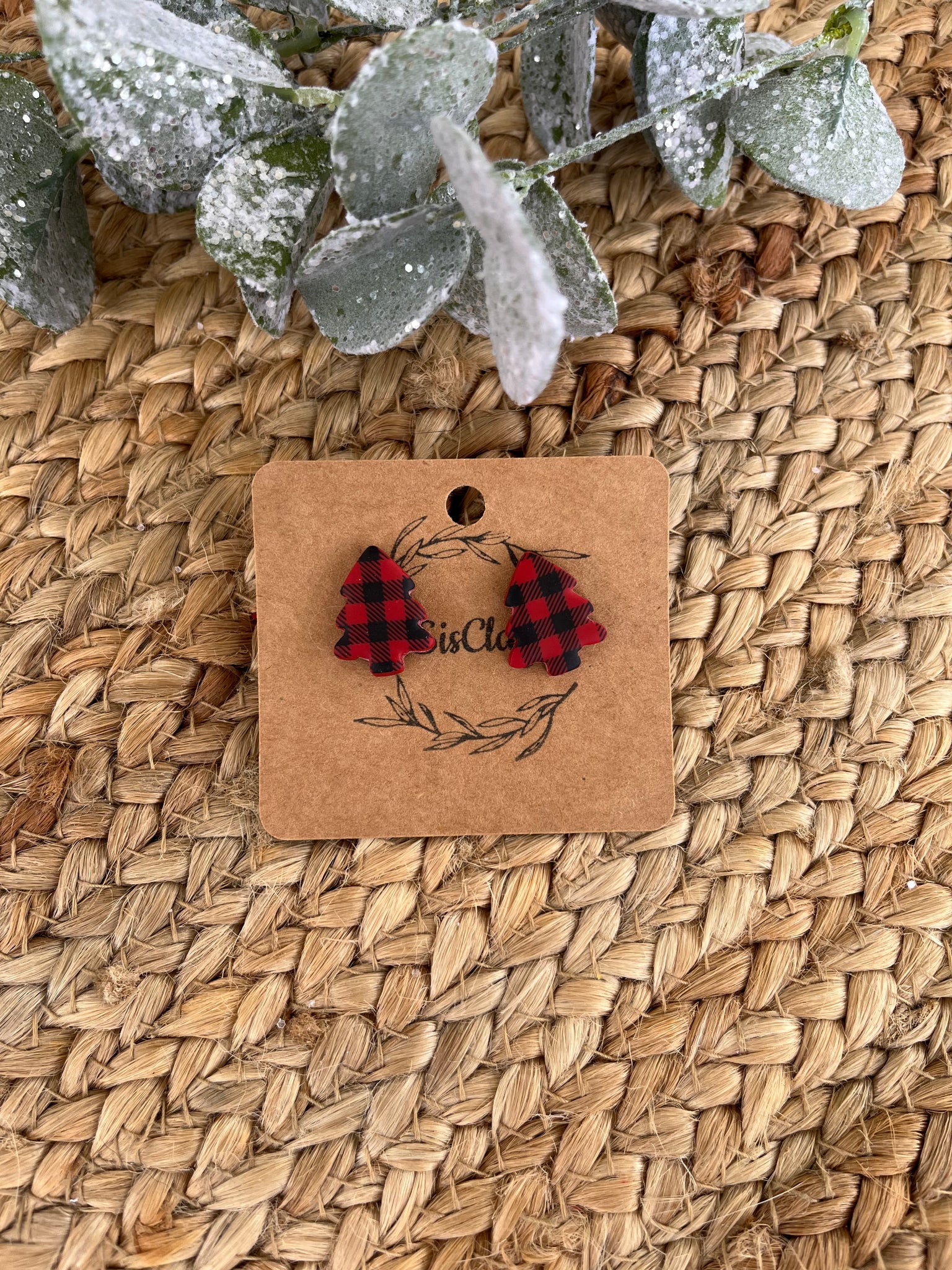 Buffalo Plaid Christmas Tree Studs