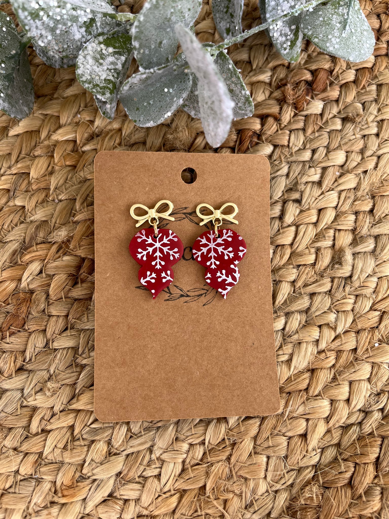 Red Snowflake Ornament with Bow