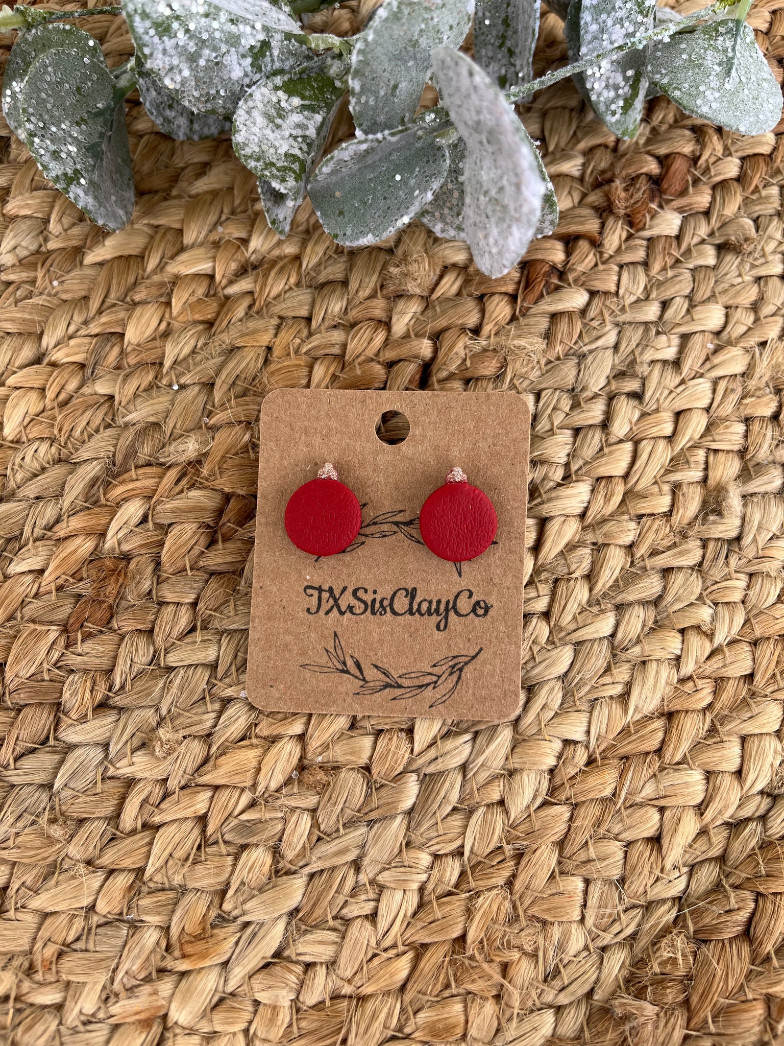 Red Ball Ornament Studs